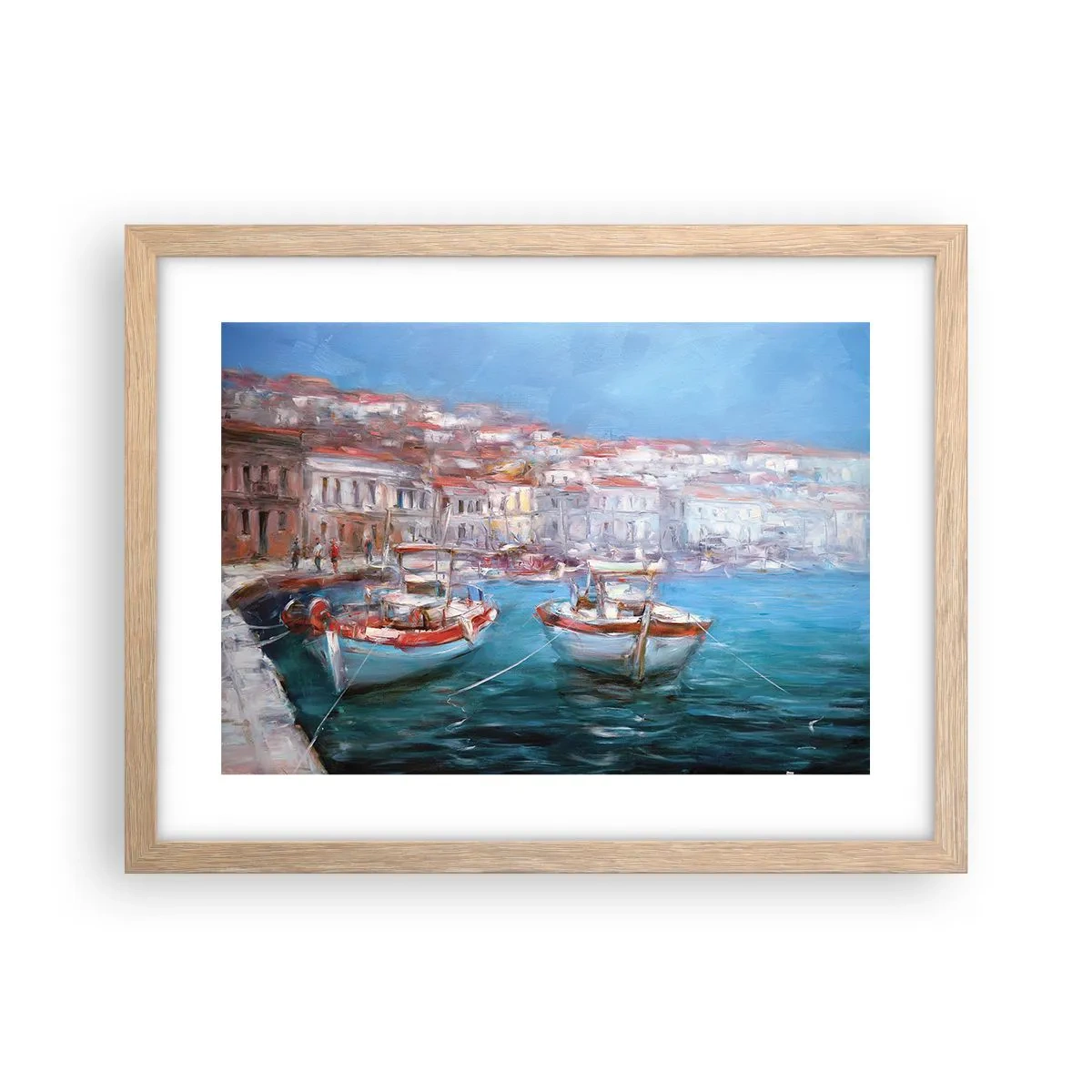 Affiche dans un chêne clair - Poster - Baie italienne - 40x30 cm