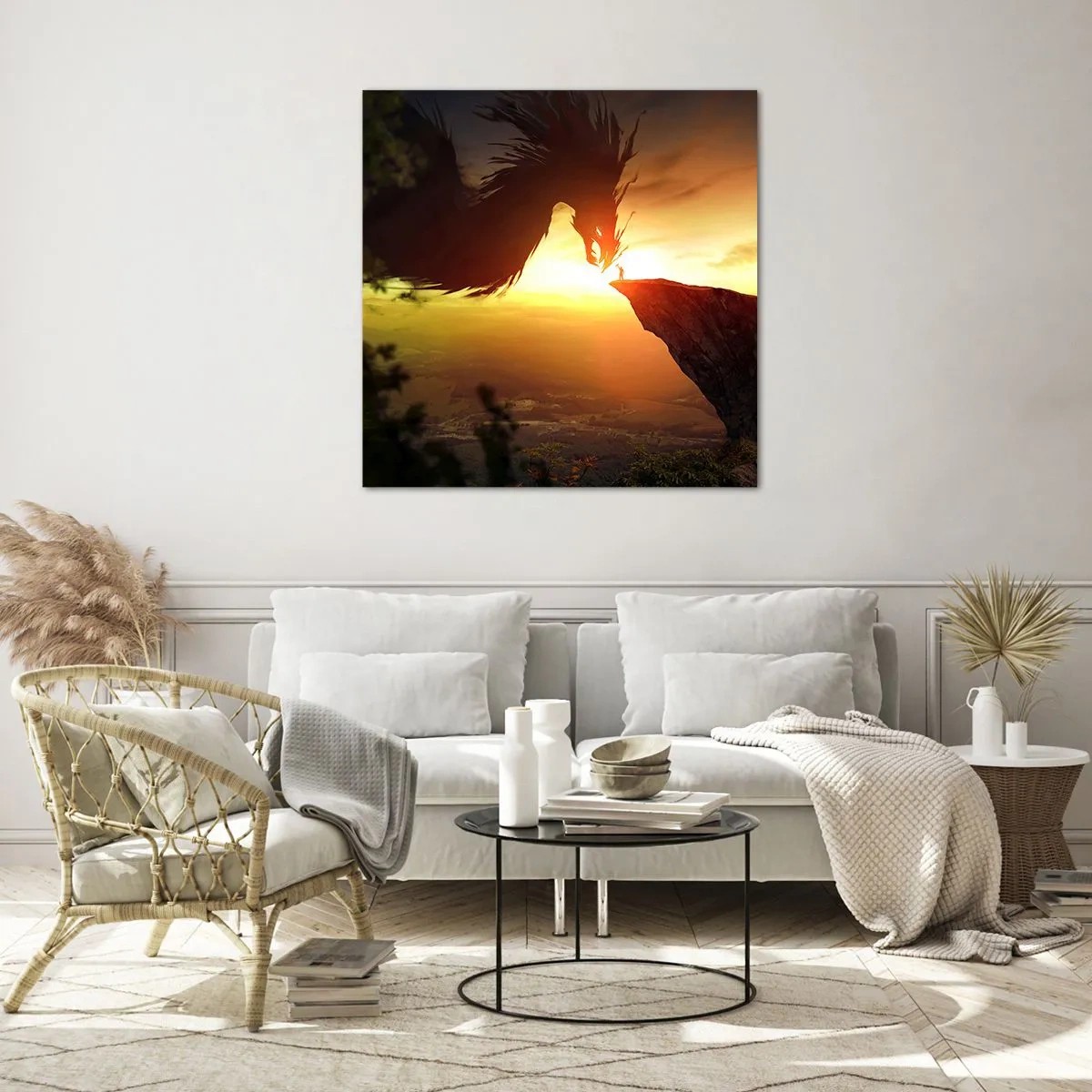 Impression sur verre - Image sur verre - Chasseur de dragon - 30x30 cm