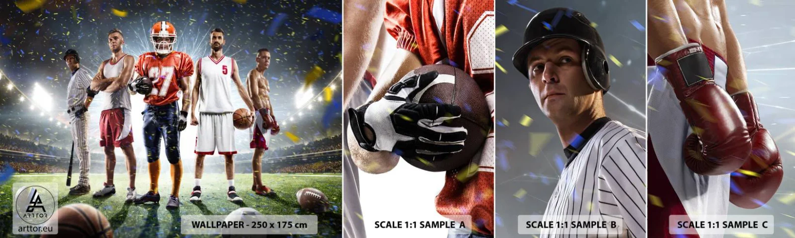 Échantillon de Papier Peint Autocollant Deluxe Sticker - Gladiateurs des champs - sport, Athlète, Football - 100x30 cm