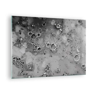 Impression sur verre - Image sur verre - Un motif abstrait ressemblant à la surface de la lune dans des tons de gris. - 70x50cm - Comme un paysage lunaire - Décoration murale moderne pour le salon et la chambre ARTTOR