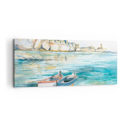 Impression sur toile - Image sur toile - Paysage dans l'azur - 100x40 cm