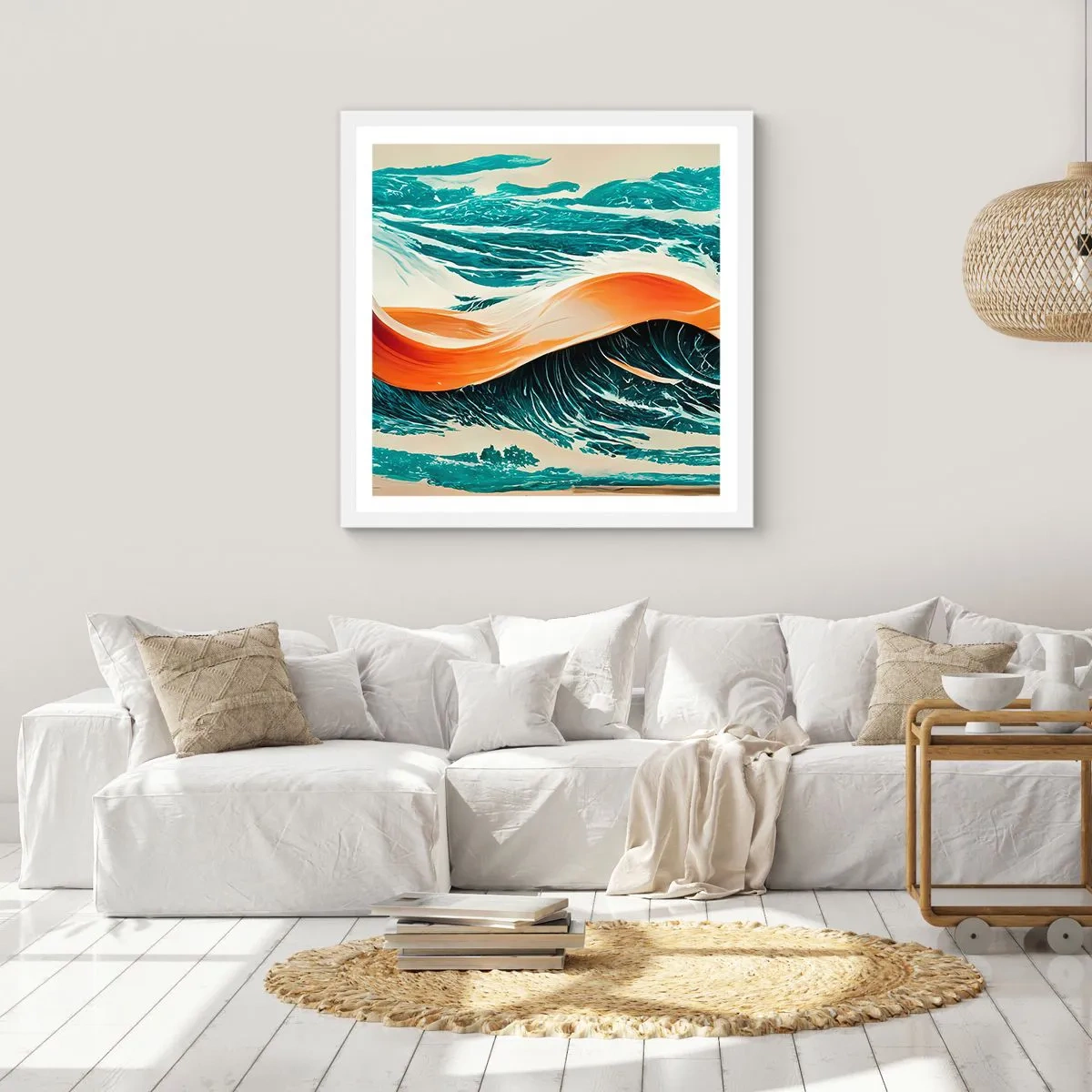 Affiche dans un cadre blanc - Poster - Le rêve d'un surfeur - 60x60 cm
