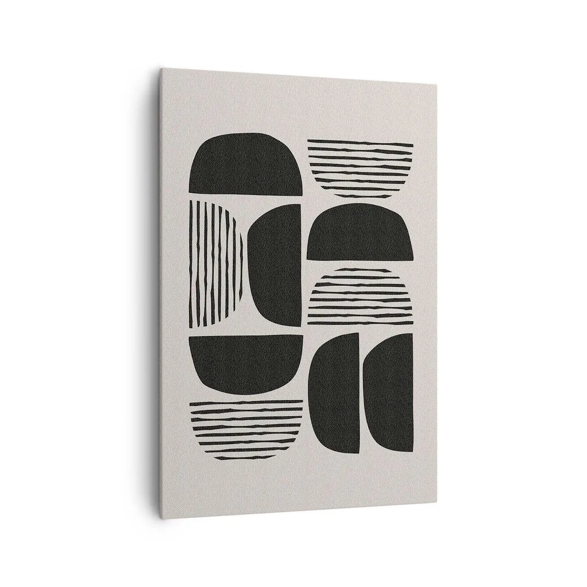 Impression sur toile - Image sur toile - Géométrie avec demi-cercles et lignes en noir sur fond clair - 70x100cm - Offres sans enthousiasme - Décoration murale moderne pour le salon et la chambre ARTTOR