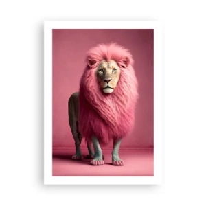 Affiche - Poster - Un lion avec une crinière rose sur fond rose - 50x70cm - Et tu n'as plus peur - Décoration murale moderne pour le salon et la chambre ARTTOR