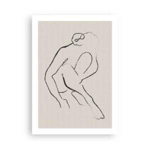 Affiche - Poster - Un croquis minimaliste d'une silhouette féminine - 50x70cm - Croquis intime - Décoration murale moderne pour le salon et la chambre ARTTOR