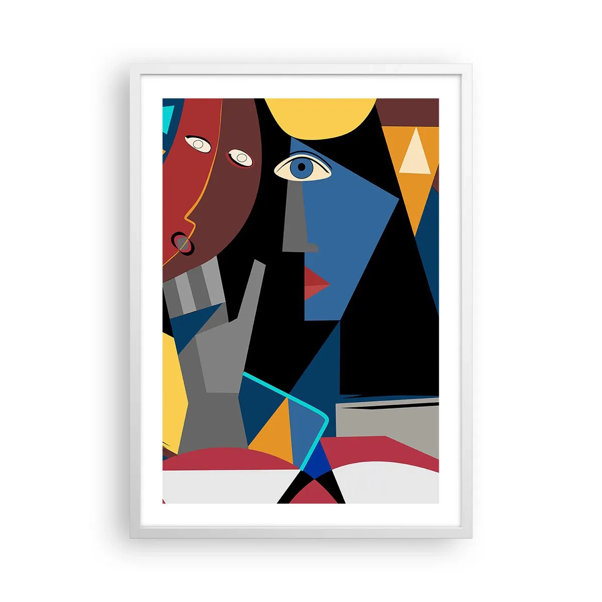 Affiche dans un cadre blanc - Poster - Une conversation entre cubistes - 50x70 cm
