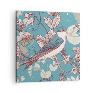 Impression sur toile - Image sur toile - Dans le bois blanc du rouge et de l'argent - 50x50 cm