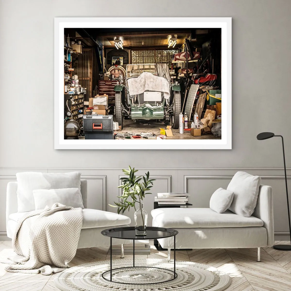 Affiche dans un cadre blanc - Poster - Retour vers le passé - 50x40 cm