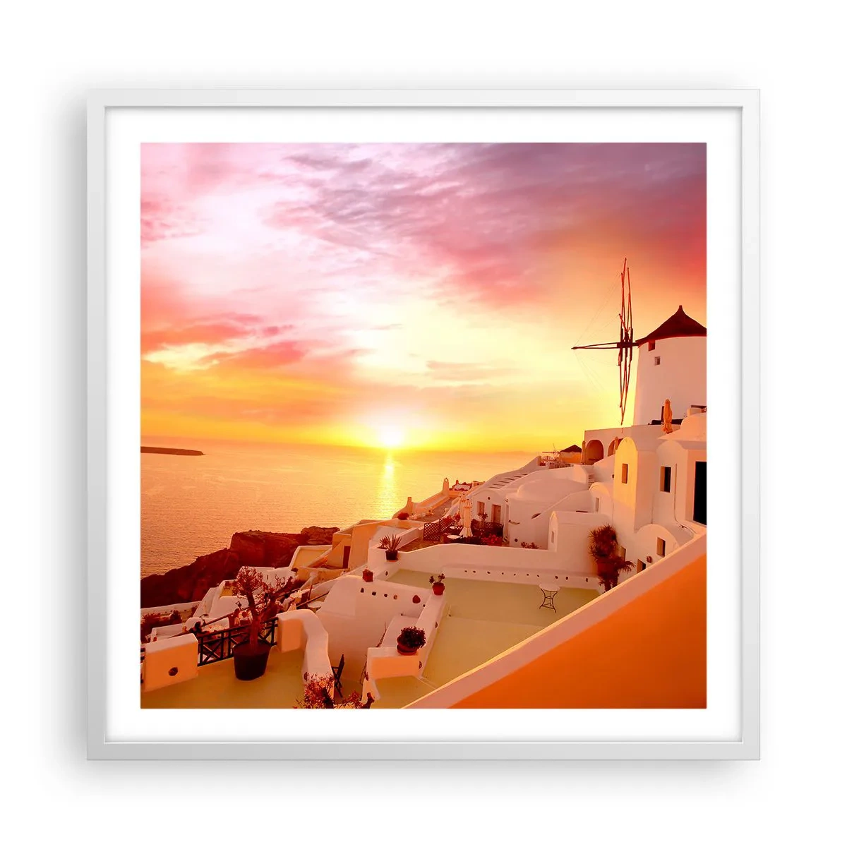 Affiche dans un cadre blanc - Poster - Fondre en blanc et or - 60x60 cm