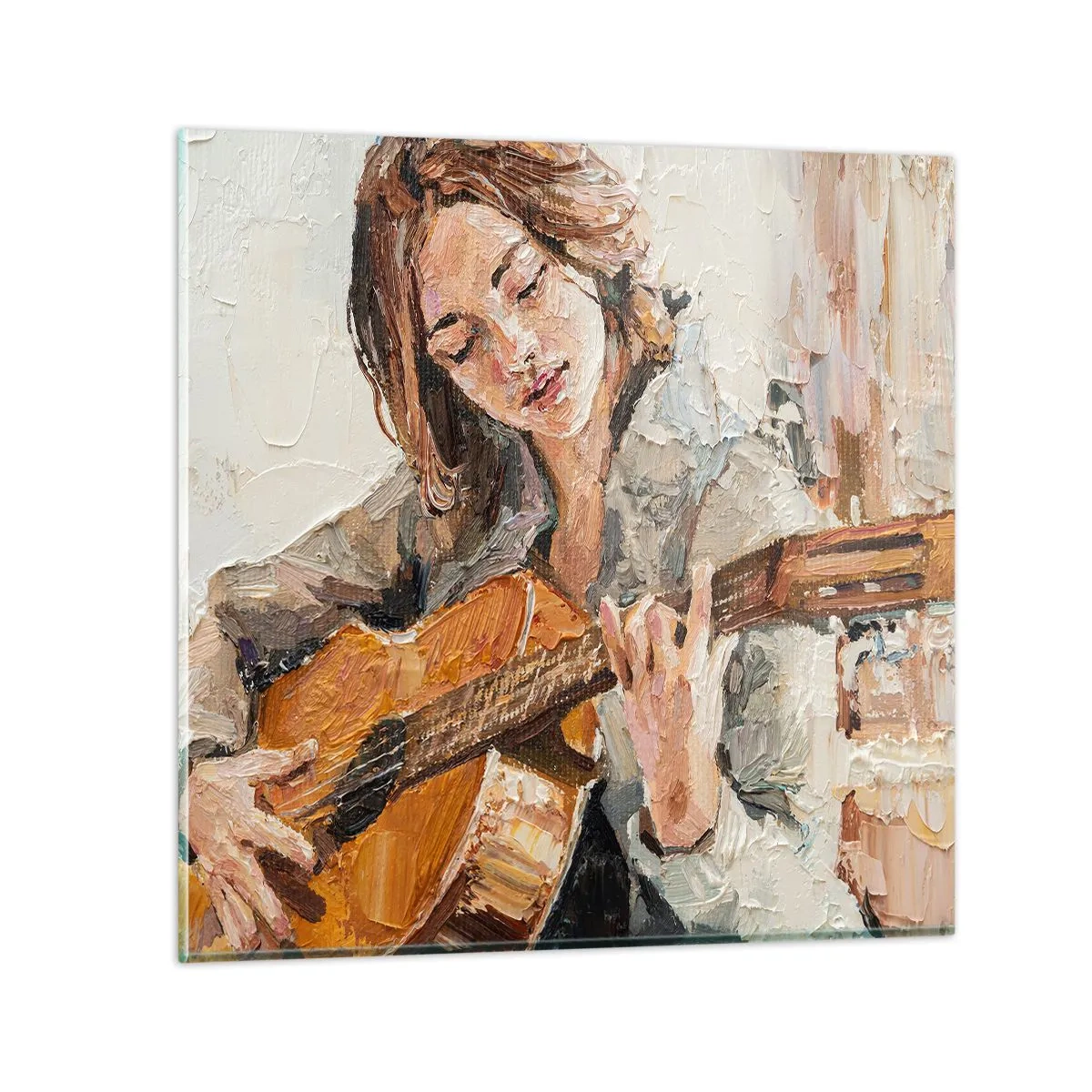 Impression sur verre - Image sur verre - Concerto pour guitare et coeur de fille - 40x40 cm