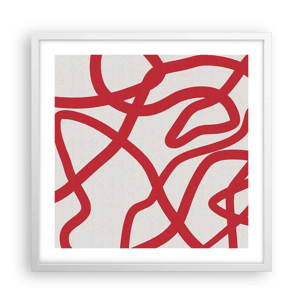 Affiche dans un cadre blanc - Poster - Rouge sur blanc - 50x50 cm