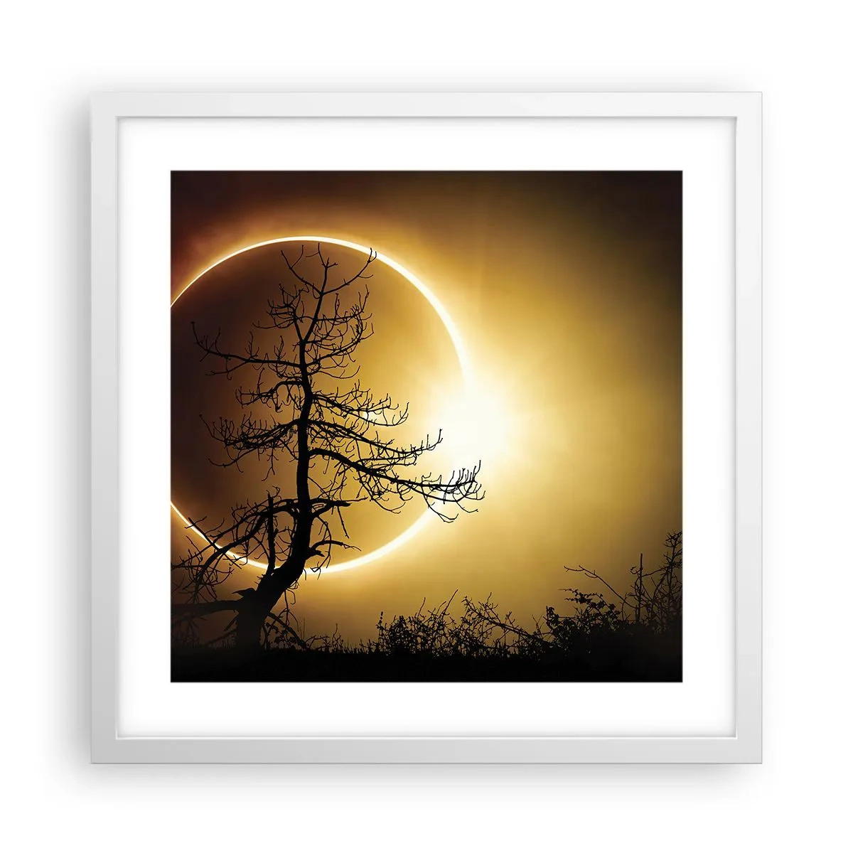 Affiche dans un cadre blanc - Poster - Éclipse totale - 40x40 cm