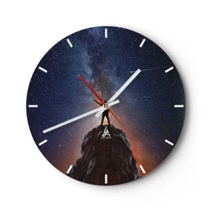 Horloge murale - Pendule murale - Une silhouette au sommet d'une montagne sous un ciel étoilé - 30x30cm - Le force est avec moi! - Décoration murale moderne pour le salon, la cuisine et la chambre ARTTOR