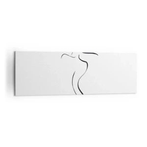 Impression sur toile - Image sur toile - Contour minimaliste d'une silhouette féminine sur fond blanc - 160x50cm - Insaisissable comme une vague - Décoration murale moderne pour le salon et la chambre ARTTOR