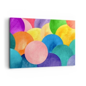 Impression sur toile - Image sur toile - Cercles colorés de style aquarelle - 100x70cm - La plénitude primitive de la vie - Décoration murale moderne pour le salon et la chambre ARTTOR