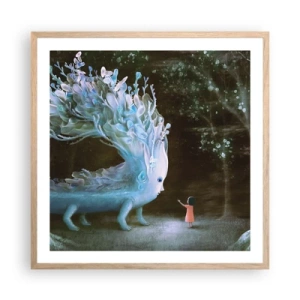 Affiche dans un chêne clair - Poster - Une rencontre fantastique - 60x60 cm