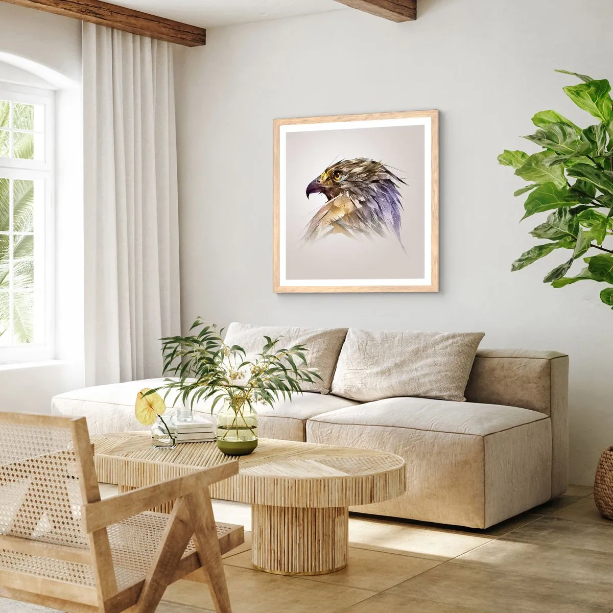 Affiche dans un chêne clair - Poster - Portrait d'un guerrier - 30x30 cm