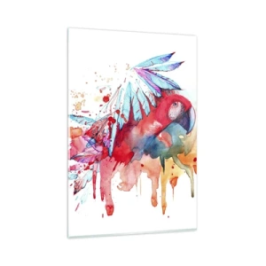 Impression sur verre - Image sur verre - Un perroquet dans un style aquarelle artistique - 80x120cm - Perroquets colorés - Décoration murale moderne pour le salon et la chambre ARTTOR