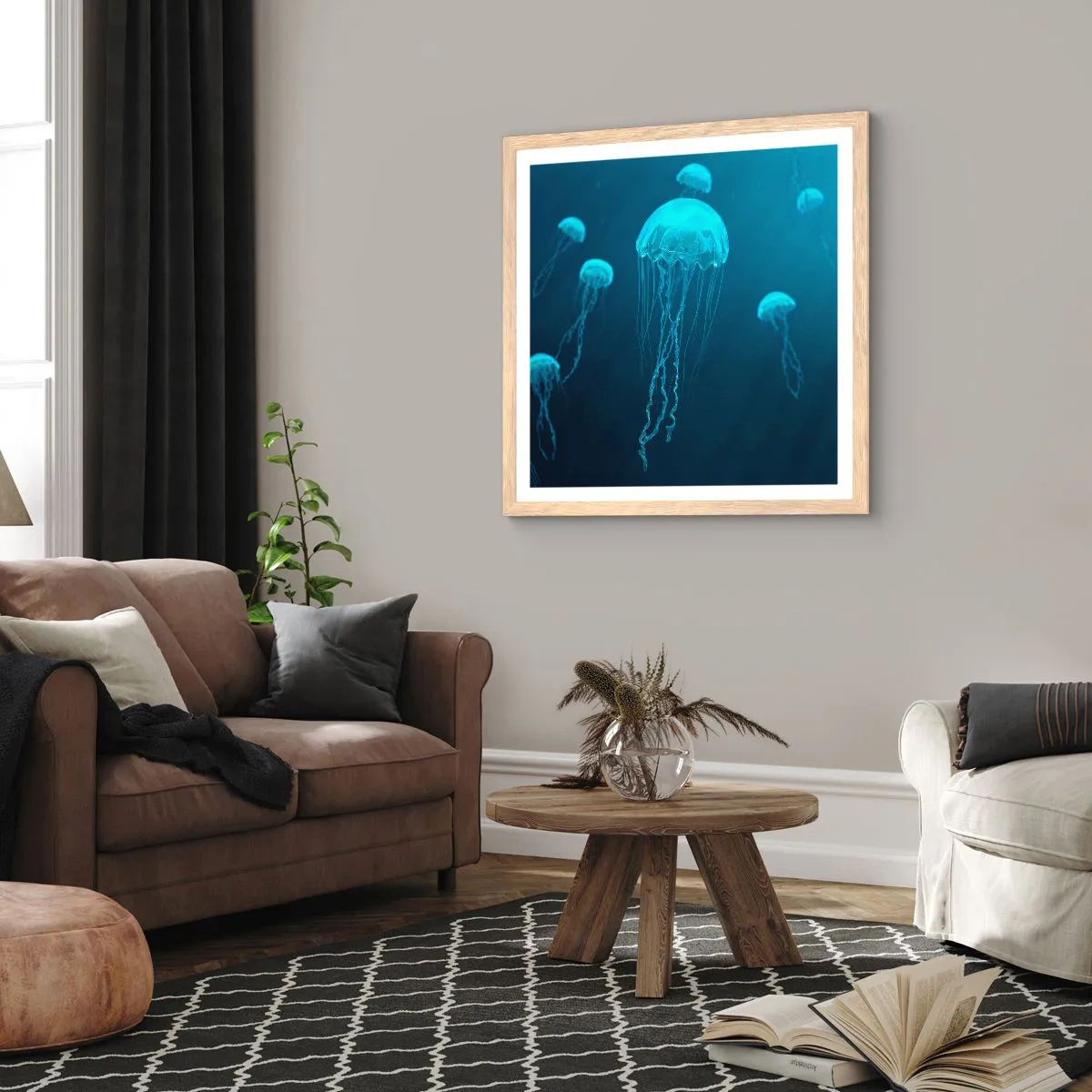 Affiche dans un chêne clair - Poster - Danse océanique - 40x40 cm