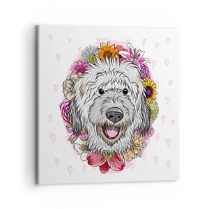 Impression sur toile - Image sur toile - La joie du chiot - 70x70 cm