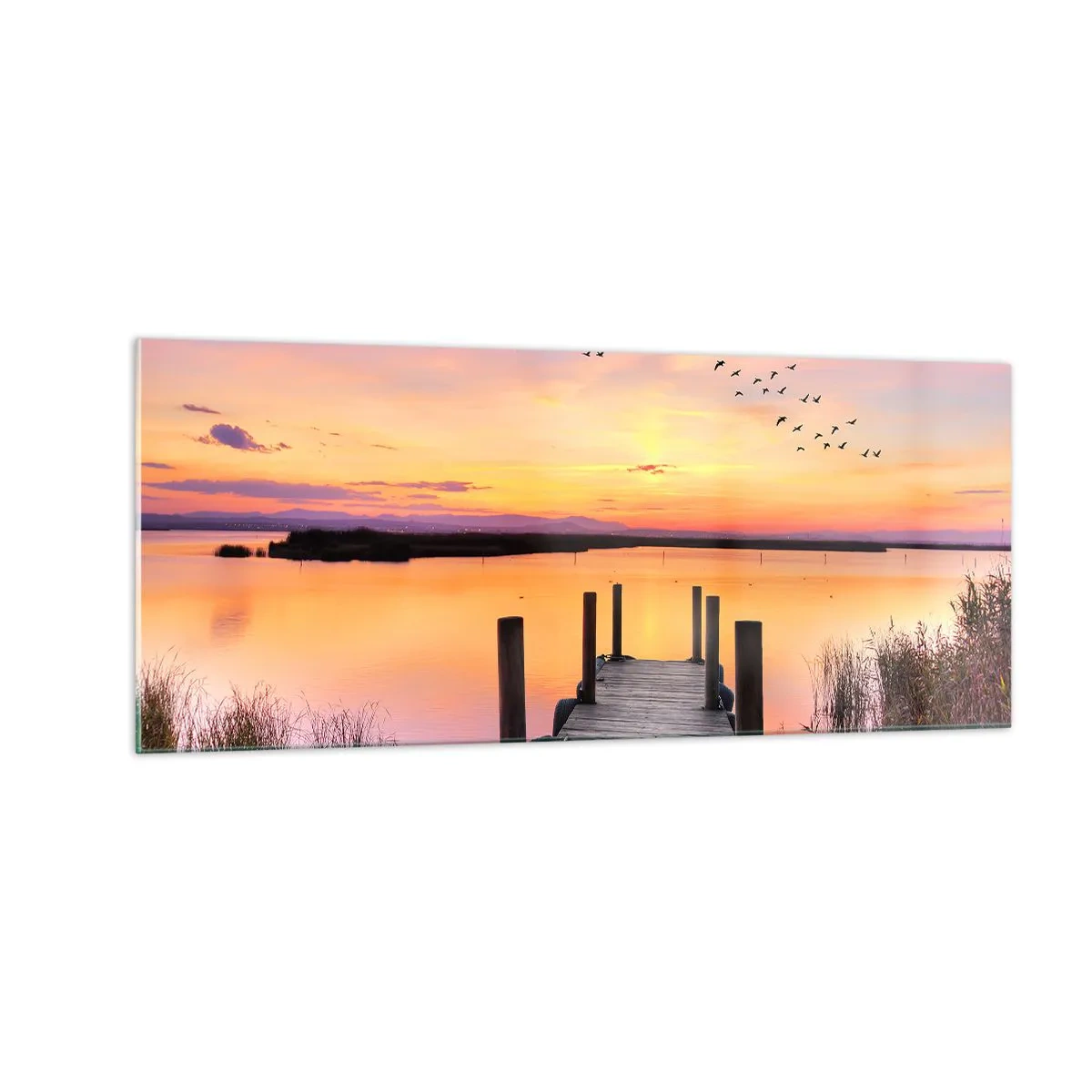 Impression sur verre - Image sur verre - Aube silencieuse violette - 100x40 cm