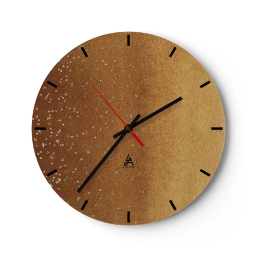 Horloge murale - Pendule murale - Un motif abstrait doré avec des reflets et une texture subtils. - 30x30cm - Origine du monde - Décoration murale moderne pour le salon, la cuisine et la chambre ARTTOR