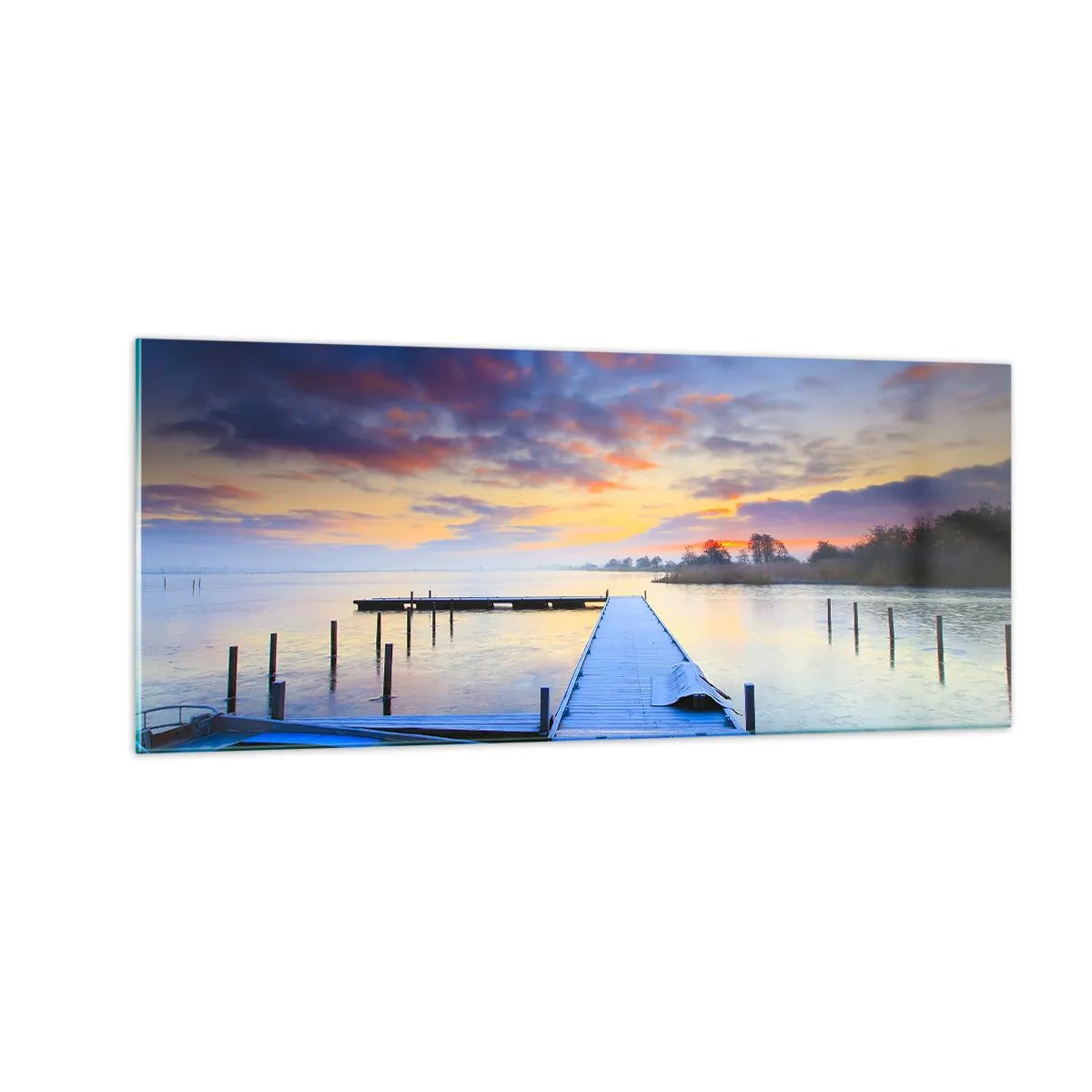 Impression sur verre - Image sur verre - Calme violet-doré - 100x40 cm