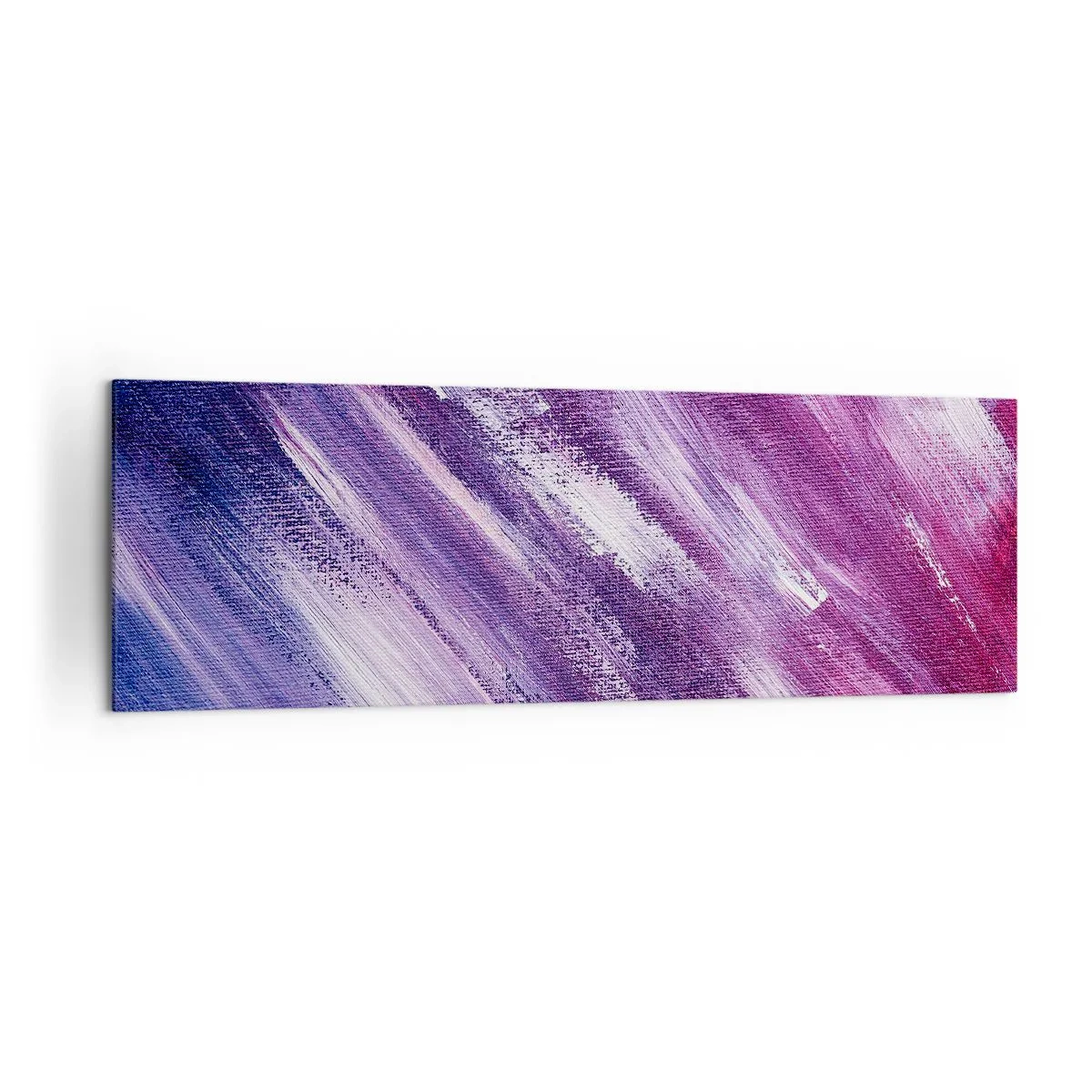 Impression sur toile - Image sur toile - Coups de pinceau abstraits dans des tons de violet et de rose - 160x50cm - Quand le vent ensoleillé souffle - Décoration murale moderne pour le salon et la chambre ARTTOR