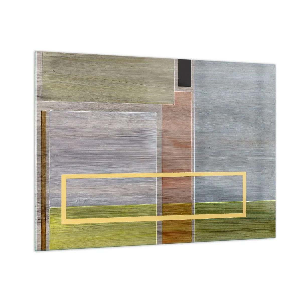 Impression sur verre - Image sur verre - Abstraction moderne avec des formes rectangulaires et des couleurs terreuses - 100x70cm - Simple et calme - Décoration murale moderne pour le salon et la chambre ARTTOR