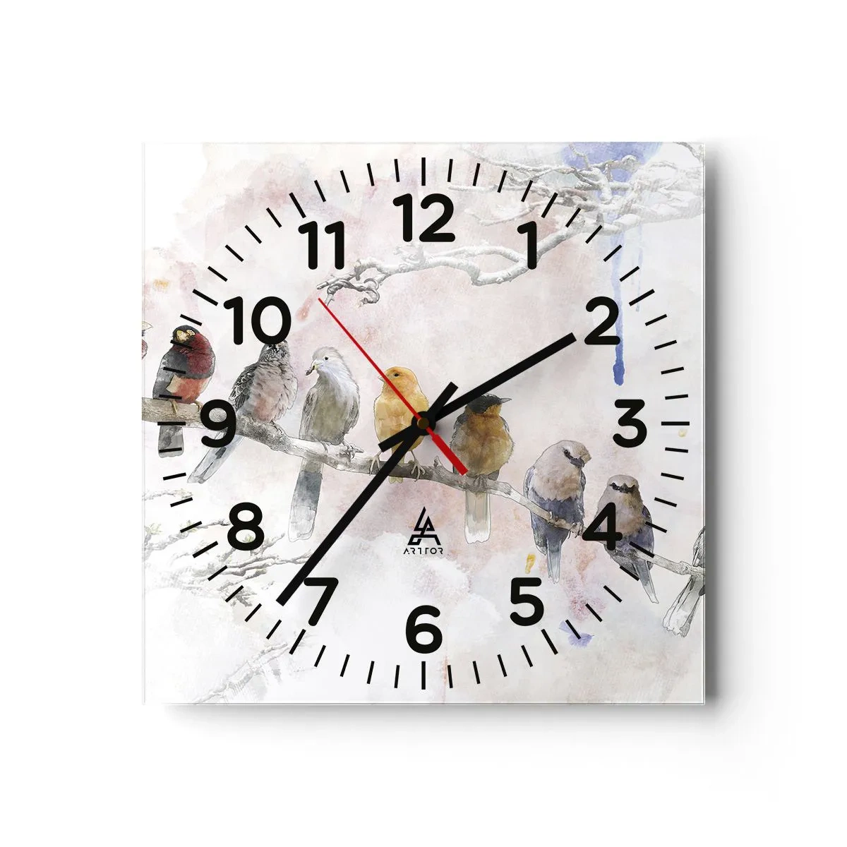 Horloge murale - Pendule murale - Rencontre ailée - 30x30 cm