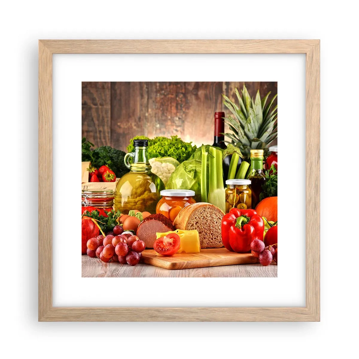 Affiche dans un chêne clair - Poster - Fumé, cuit au four et mariné - 30x30 cm