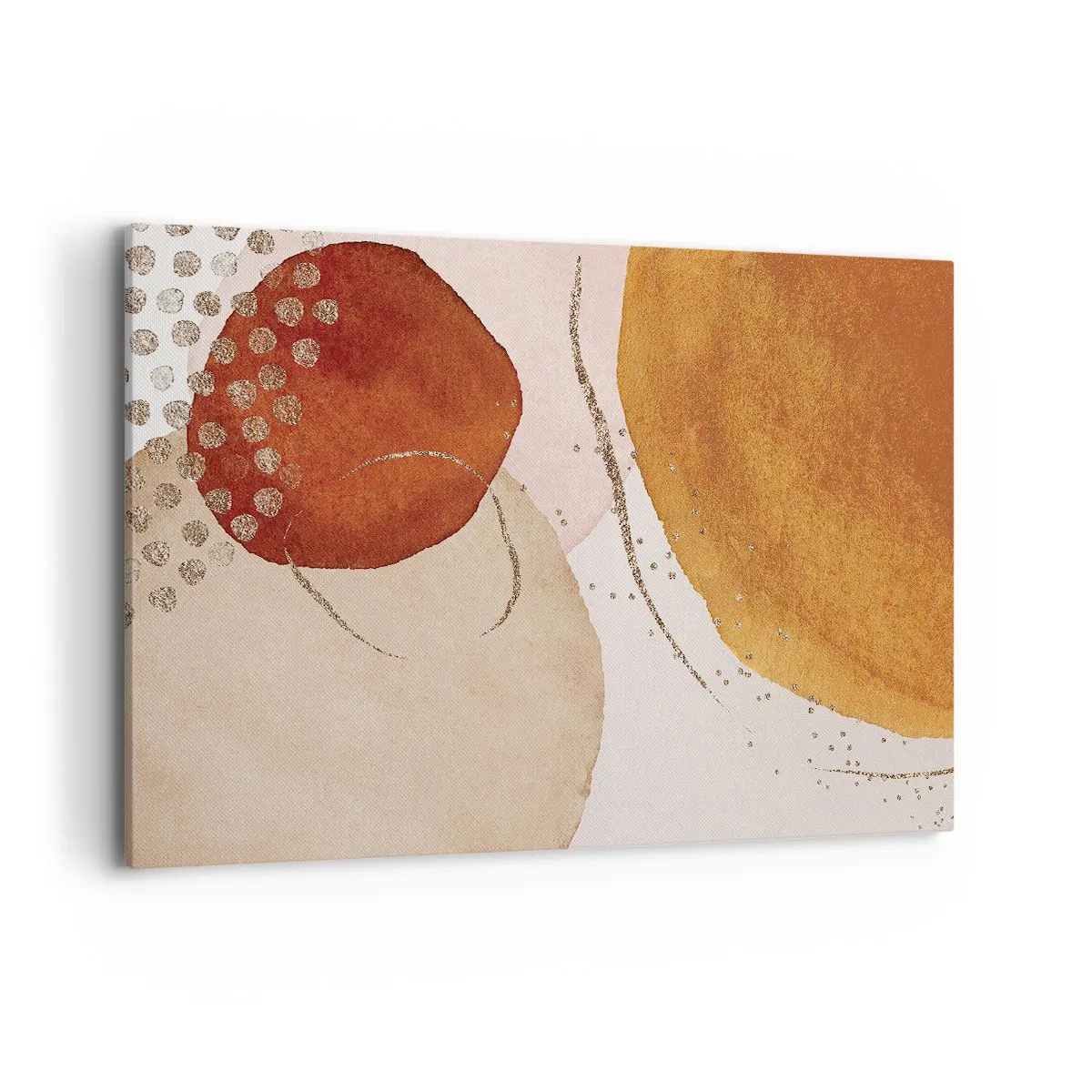 Impression sur toile - Image sur toile - Formes abstraites dans des tons chauds de marron et d'or - 120x80cm - Rondeur et mouvement - Décoration murale moderne pour le salon et la chambre ARTTOR