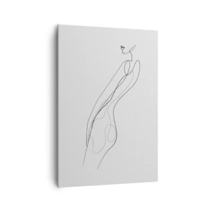 Impression sur toile - Image sur toile - Une ligne minimaliste montrant une silhouette sur un fond clair - 70x100cm - Juste une promesse - Décoration murale moderne pour le salon et la chambre ARTTOR