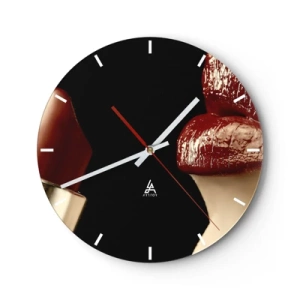 Horloge murale - Pendule murale - Lèvres rouges et rouge à lèvres sur fond noir - 30x30cm - Sensualité et brillance du carmin - Décoration murale moderne pour le salon, la cuisine et la chambre ARTTOR