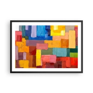 Affiche dans un cadre noir - Poster - Rectangles abstraits colorés dans différentes nuances - 70x50cm - Chacun est différent, tout est coloré - Décoration murale moderne pour le salon et la chambre ARTTOR