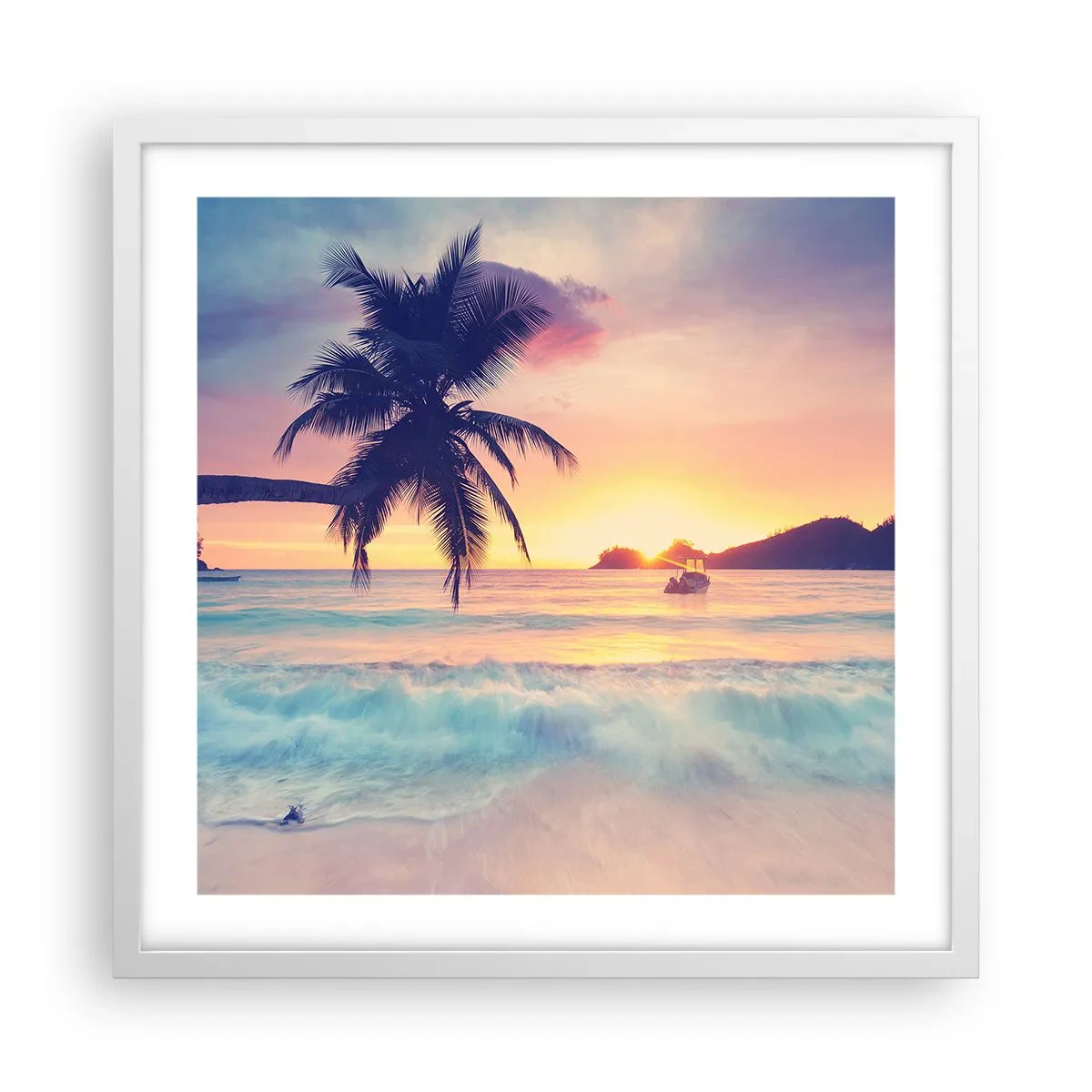 Affiche dans un cadre blanc - Poster - Une soirée à la baie - 50x50 cm