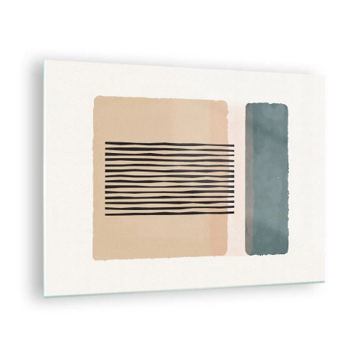 Impression sur verre - Image sur verre - Composition géométrique avec des rayures et des blocs de couleurs - 70x50cm - Tout est en ordre - Décoration murale moderne pour le salon et la chambre ARTTOR