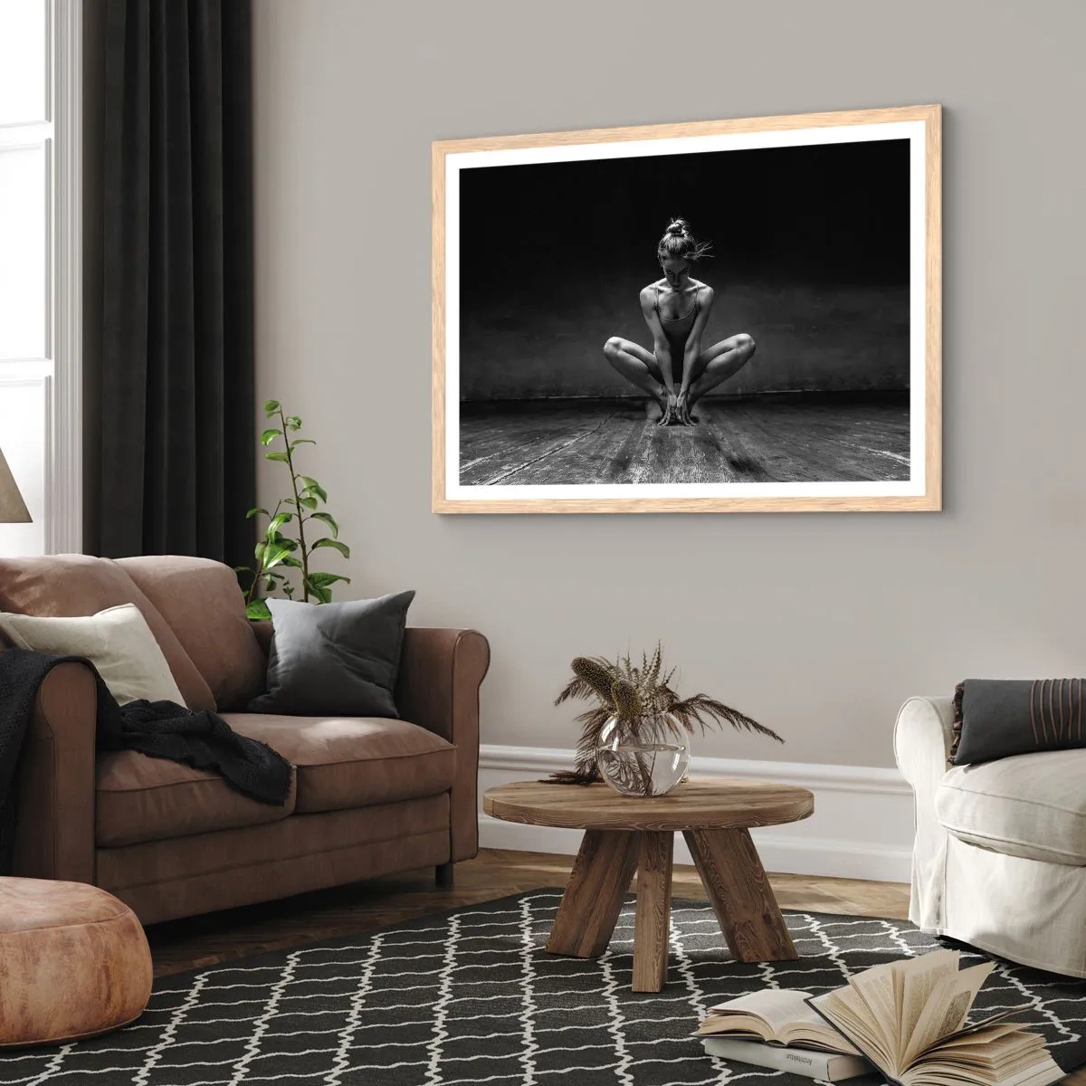 Affiche dans un chêne clair - Poster - Concentration de l'énergie de la danse - 100x70 cm