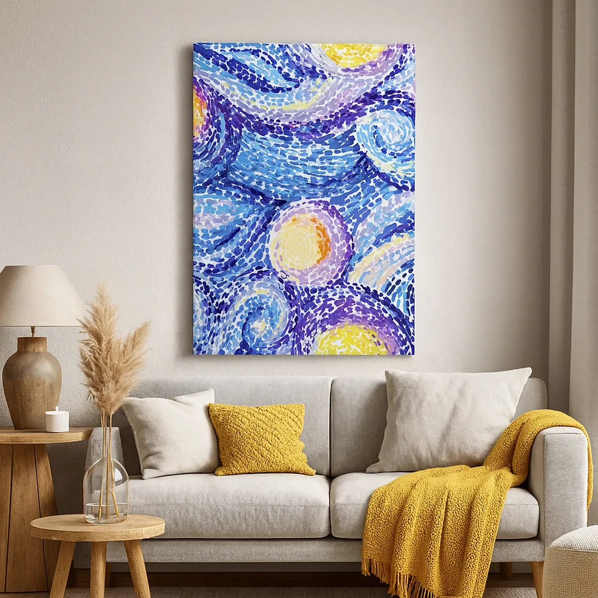 Impression sur toile - Image sur toile - Une interprétation artistique du ciel étoilé dans le style de Van Gogh - 50x70cm - D'après un tableau de van Gogh - Décoration murale moderne pour le salon et la chambre ARTTOR