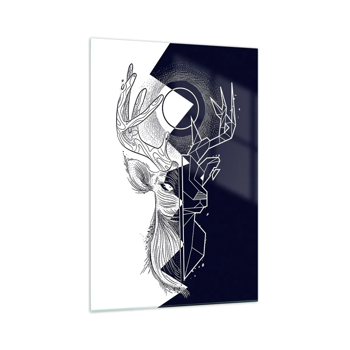 Impression sur verre - Image sur verre - Géométrie et nature dans une composition symbolique - 70x100cm - La lutte et l'unité des contraires - Décoration murale moderne pour le salon et la chambre ARTTOR