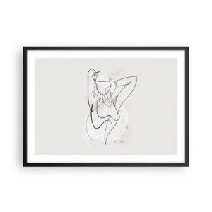 Affiche dans un cadre noir - Poster - Figure d'art linéaire abstraite sur fond clair - 70x50cm - L'art de la séduction - Décoration murale moderne pour le salon et la chambre ARTTOR