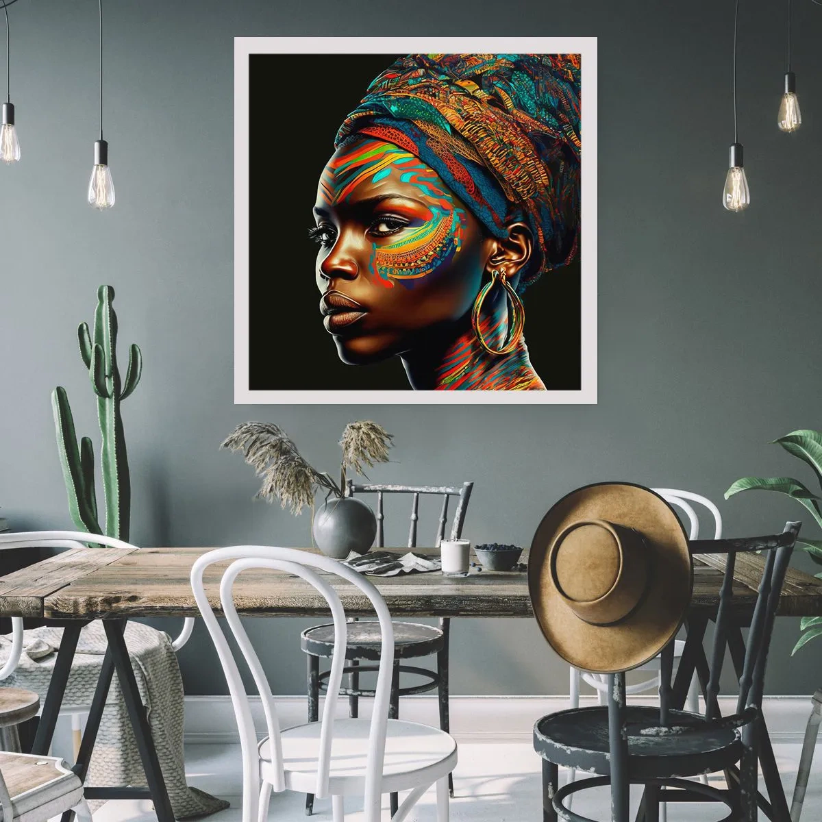 Affiche - Poster - reine africaine - 40x40 cm
