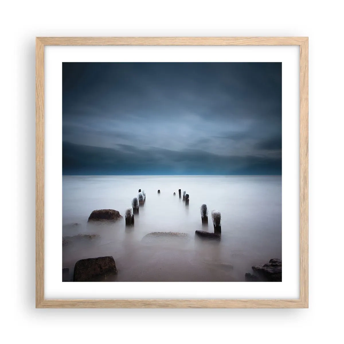 Affiche dans un chêne clair - Poster - Lac pensif - 50x50 cm