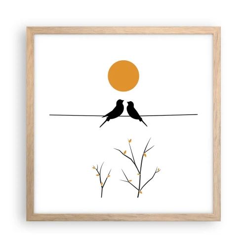 Affiche dans un chêne clair - Poster - Soirée pour rossignols - 40x40 cm