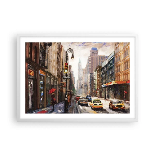 Affiche dans un cadre blanc - Poster - New-Zork - coloré même sous la pluie - 70x50 cm