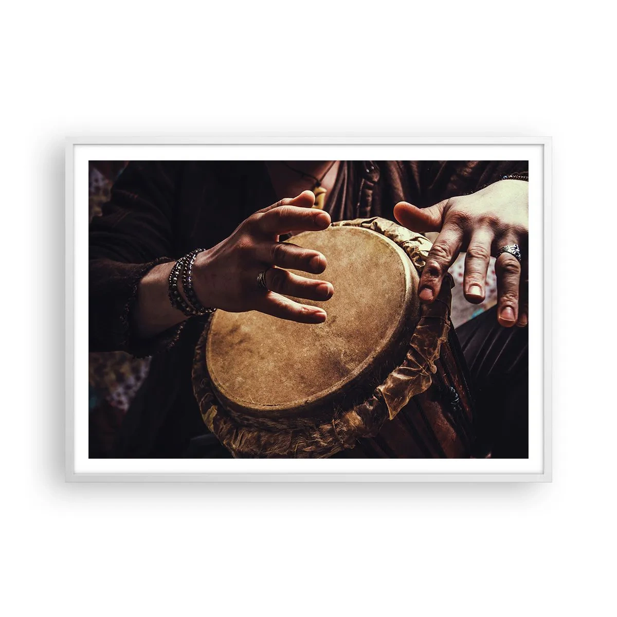 Affiche dans un cadre blanc - Poster - Au rythme du coeur - 100x70 cm