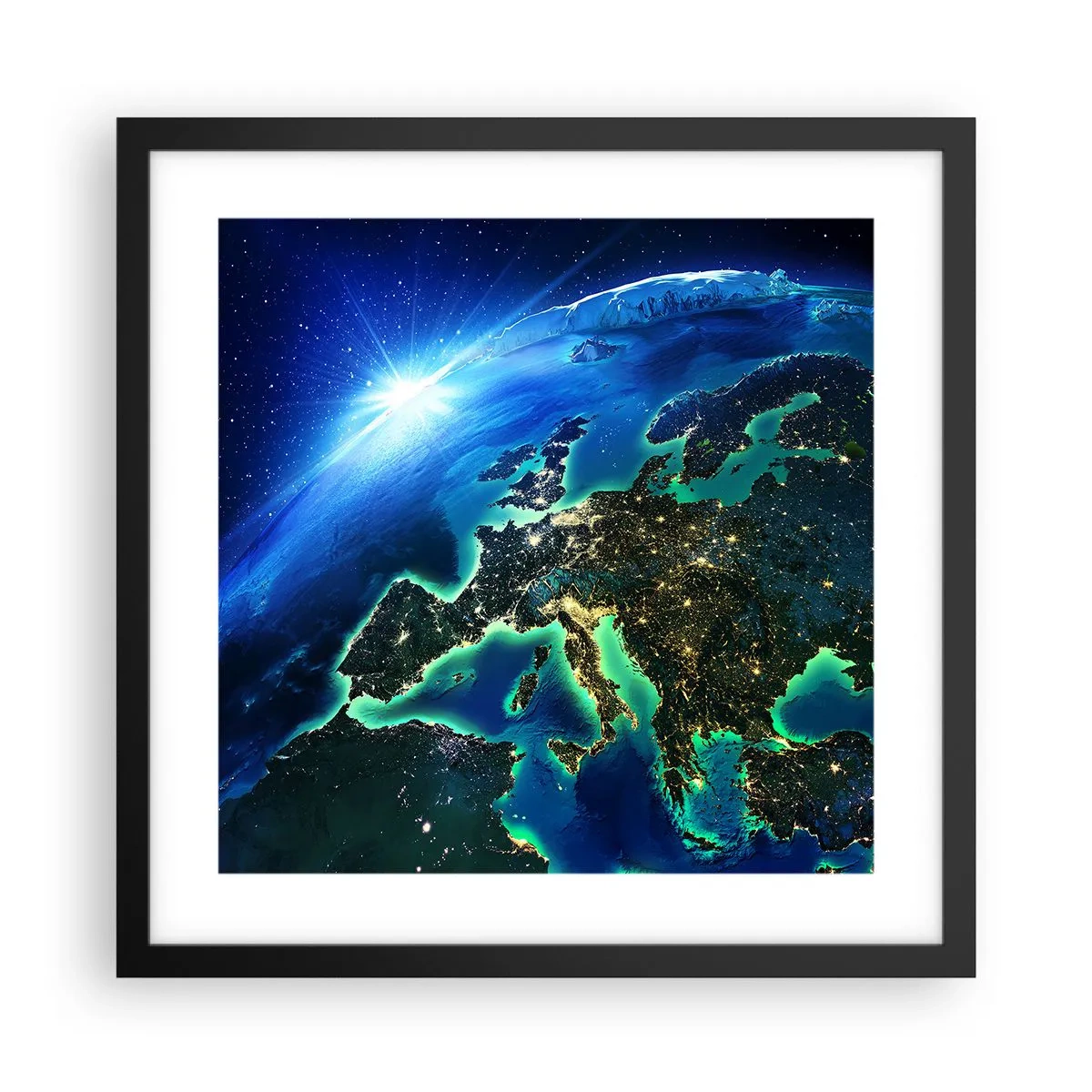 Affiche dans un cadre noir - Poster - Europe pétillante - 40x40 cm