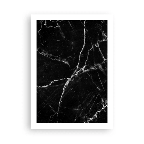 Affiche - Poster - Fond en marbre noir avec des fissures blanches - 50x70cm - La vie secrète de la pierre - Décoration murale moderne pour le salon et la chambre ARTTOR