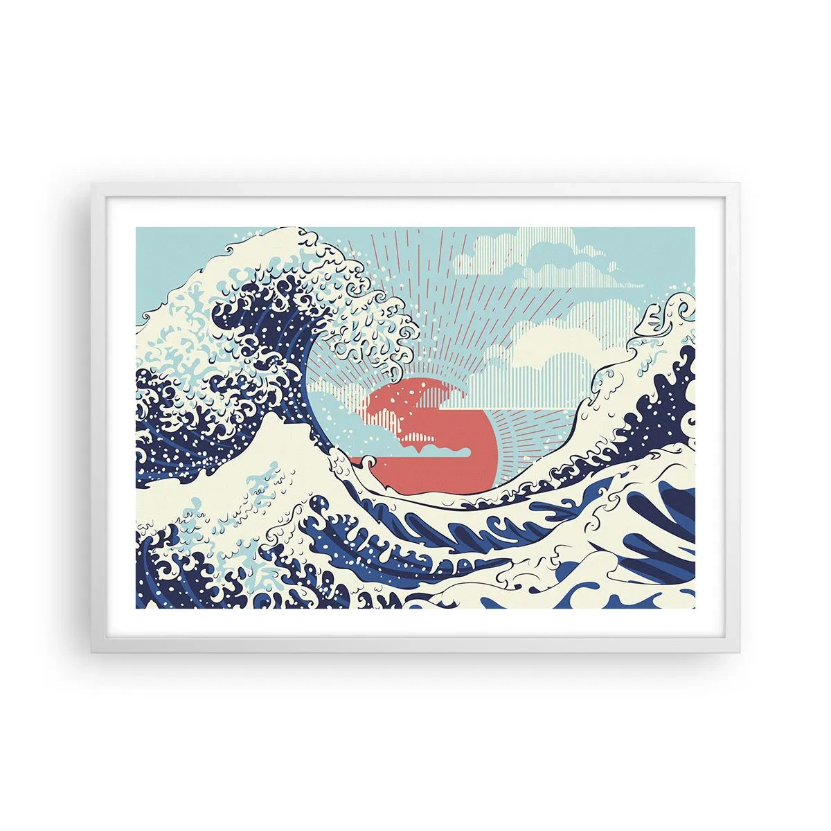 Affiche dans un cadre blanc - Poster - D'une inspiration japonnaise - 70x50 cm