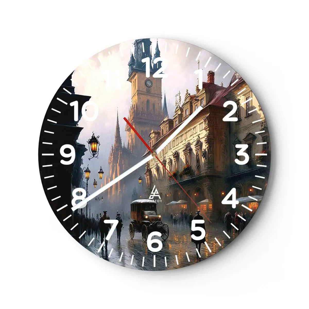 Horloge murale - Pendule murale - Le charme d'une soirée pragoise - 30x30 cm